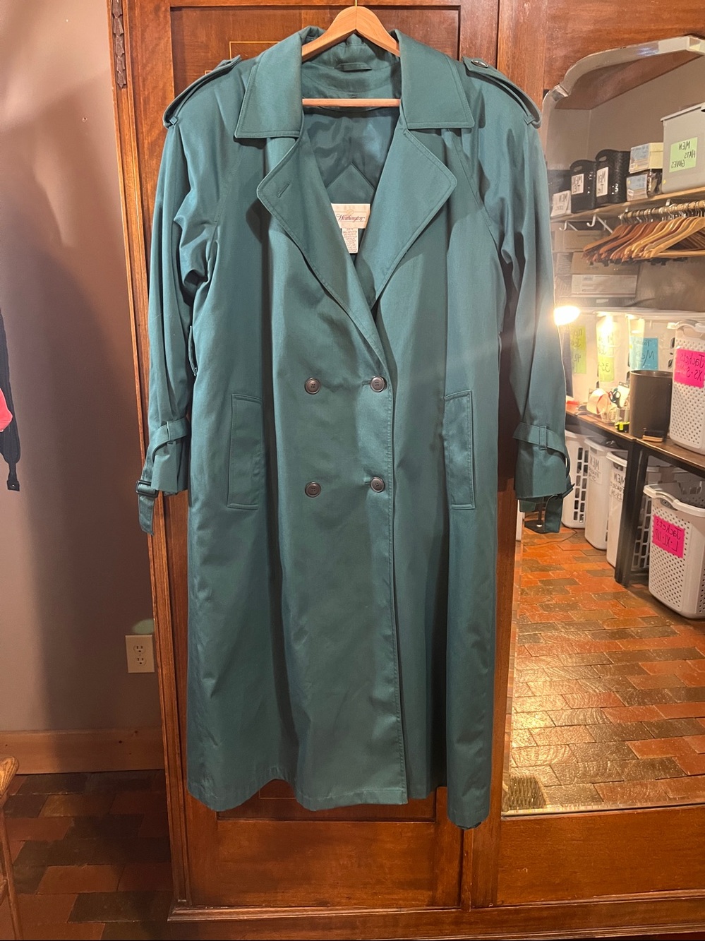 Vintage Worthington trenchcoat blue green size 10 removable lining 3355